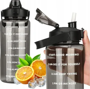 Láhev Motivační Láhev Lahev Na Pití na Vodu se Slámkou a Držákem s Měřítkem 2000 ml 2L