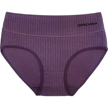 Kalhotky Dámské bavlněné kalhotky s vysokým pasem Fialová / 3XL