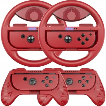 Hra pro Nintendo VOLANT NINTENDO SWITCH OLED RACING ČERVENÝ SET MARIO KART 4 COODIO
