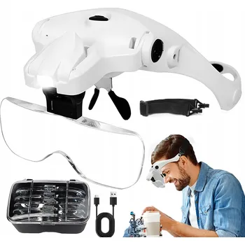 Příslušenství pro čtečku elektronické knihy LUPA NA HLAVU BRÝLE ZVĚTŠOVACÍ 3X-15X S LED PRO KUTILSTVÍ ČTENÍ