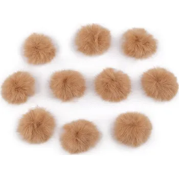 Aplikace kožešinová bambulka Ø3 cm, střední, 11 hnědá světlá