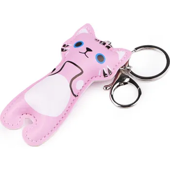 Náramek Přívěsek na batoh / klíče kočka, malé, 4 růžová sv.