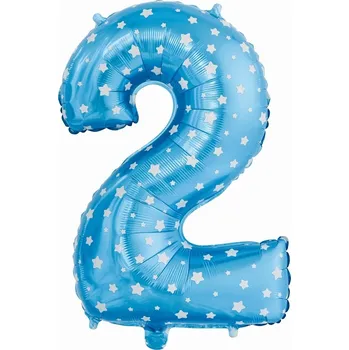 Balónek Fóliový balónek Číslice 2 modrá s hvězdami, 61 cm