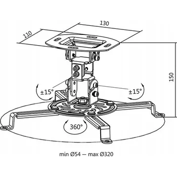 Projekční technika LogiLink BP0057 stropní držák projektoru stropní držák, nastavitelná výška, naklápěcí, nakláněcí vzd. země-strop (max.):