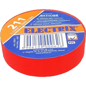 Izolační páska Electrix 211 20 m 19 mm červená