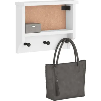 Věšák Nástěnný věšák na kabáty bílá 45x12x35 cm masivní borovice - 8721158549983