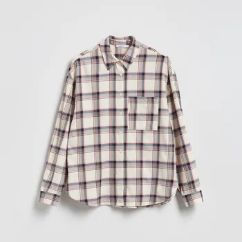 Pánská móda Reserved - Kostkovaná košile - krémová - 246JU-01X - 246JU-01X-XL