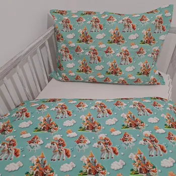 Povlečení Pro útulný domov Povlečení do postýlky Princezna na tyrkysové ROZMĚR: 40 x 60 + 90 x 130 cm
