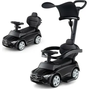 Dětské chodítko Dětské chodítko Mercedes-Benz 3 v 1 TQ10365DK se zvuky a nastavitelnou stříškou, černé - B COSTWAY