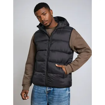 Pánská vesta Sinsay - Prošívaná puffer vesta s kapucí - černá - 164HM-99X - 164HM-99X-L