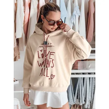 Dámská mikina Dámská mikina oversize s kapucí LOVEWILL BY1469 Barva: Béžová, Velikost: ONE SIZE