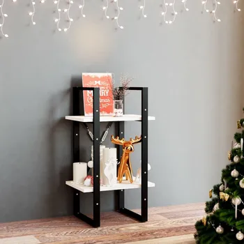 Knihovna Knihovna se 2 policemi bílá 40 x 30 x 70 cm masivní borovice - 8720286567036