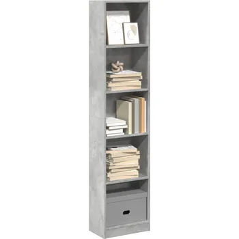 Knihovna Knihovna betonově šedá 40 x 24 x 176 cm kompozitní dřevo - 8721158507051
