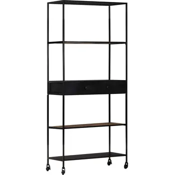 Knihovna Knihovna 80 x 35 x 180 cm hrubé mangovníkové dřevo a železo - 8720286082409