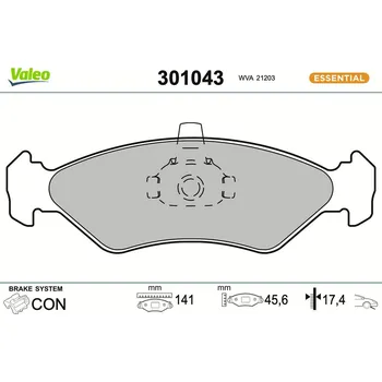 Brzdová destička Sada brzdových destiček, kotoučová brzda VALEO 301043