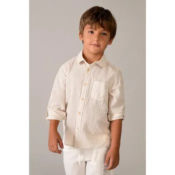 Chlapecká košile Dětská košile s příměsí lnu Mayoral 3119.5C.Mini.PPY2 béžová 08X, vel. 92