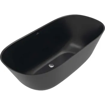 Vana Villeroy & Boch Theano - Volně stojící vana, 155x75 cm, Quaryl, Pure Black UBQ155ANH7F200V-R7