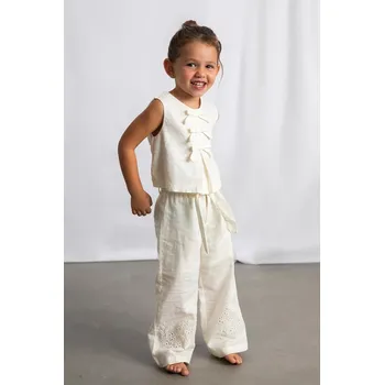 Dětské lněné kalhoty Mayoral 3585.6B.Mini.PPY2 bílá 00X, vel. 104