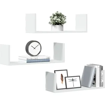 police Nástěnné police 3 ks bílé 58 x 18 x 18 cm kompozitní dřevo - 8721158361462