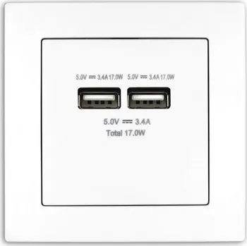 vypínač a zásuvka Elhard 2xUSB zásuvka Vera, matná, bílá
