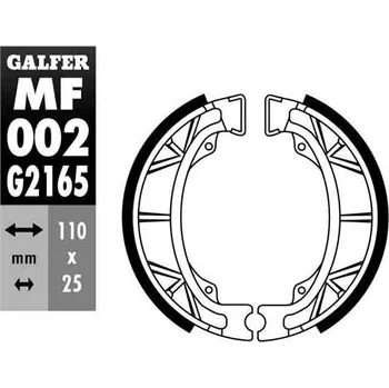 Brzdová čelist GALFER brzdové čelisti - pakny zadní/přední HONDA BALI 50/100 95-, CG 125 80-03, MONKEY 50 88-, MTX 125 86-90, PEUGEOT ZENITH 50 93-, KYMCO HEROISM 50/125 95- (GALFER brzdové čelisti - pakny zadní/přední HONDA BALI 50/100 95-, CG 125 80-03, MONKEY 50 88-,