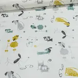 Ubrus PVC s textilním podkladem dětský 3M6/01, kočičky a pejsci, zelená, š.140cm (metráž)