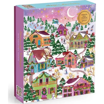 Puzzle Metalické puzzle Zasněžená vesnička 1000 dílků GALISON