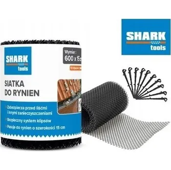 SHARK Síť na okapy 6 m x 15 cm proti listům a ptákům + 10 ks háčků