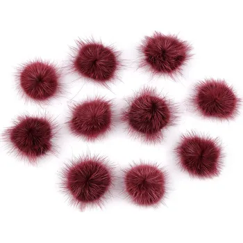 Aplikace kožešinová bambulka Ø3 cm, střední, 10 bordó sv.