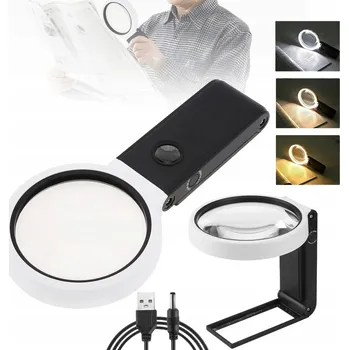 Lupa LUPA NA ČTENÍ SKLO ZVĚTŠOVACÍ S PODSVÍCENÍM SKLÁDACÍ 2V1 25x 10x