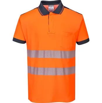 pracovní tričko PORTWEST Polokošile HiVis PW3 T180, krátký rukáv, reflexní POR-T180ONR4XL 4XL Oranžová/navy