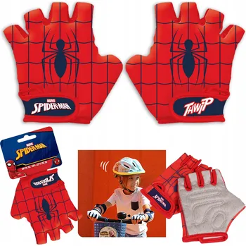 Cyklistické rukavice Spider-Man Dětské cyklistické rukavice, na kolo pro chlapce, na suchý zip