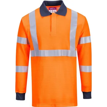 Pánské tričko PORTWEST Polokošile FR76 Flame Resistant RIS, dlouhý rukáv, reflexní POR-FR76ORRXXXL 3XL Oranžová
