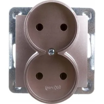 Elektrická zásuvka Impresja dvojitá zásuvka bez uzemnění titan Ospel GP-2YR/m/23