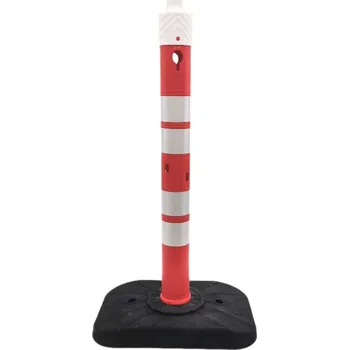 Plotový sloupek Flomat Červeno-bílý plastový (PPC) dopravní výstražný sloupek FLOMA WP55 - 11 x 120 cm