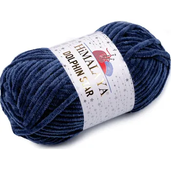 Příze Pletací žinylková příze s lurexovým vláknem Dolphin Star 100 g, barva 16 (92121) modrá tmavá