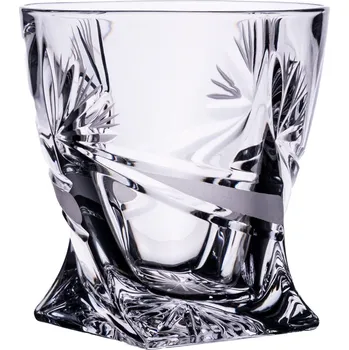 Sklenice Crystalite Bohemia Bohemia Crystal broušené sklenice na whisky Quadro, 6 ks. brus Mašle, 340 ml