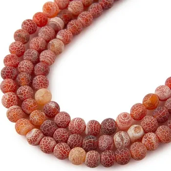 Dětské navlékací korálky Korálky z minerálu Červený praskaný achát matný 4 mm