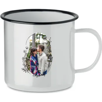 Personalizovaný bílý retro plecháček s květinovým ohraničením