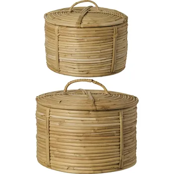 Piknikový koš Ib Laursen Úložný košík s víkem z ratanu Menší