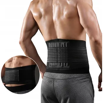 Sportovní bederní pás pro fitness, prodyšný, černý, břišní korzet, ortéza L