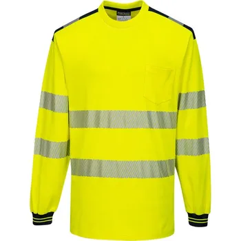 pracovní tričko PORTWEST Tričko PW3 Hi-Vis L/S T185, dlouhý rukáv POR-T185YBRXL XL Žlutá/černá