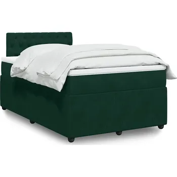 Postel vidaXL Box spring postel s matrací 120 x 200 cm samet [3290018] Barva: Tmavě zelená