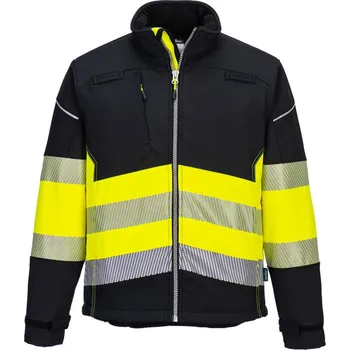 pracovní bunda PORTWEST Bunda PW375, Hi-Vis Třída 1, softshellová, reflexní POR-PW375BKYL L Černá/žlutá