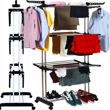 Sušák STOJANOVÝ na prádlo oblečení spodní prádlo kovový černý velký XXL