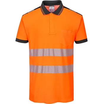 pracovní tričko PORTWEST Polokošile HiVis PW3 T180, krátký rukáv, reflexní POR-T180OBRXS XS Oranžová/černá