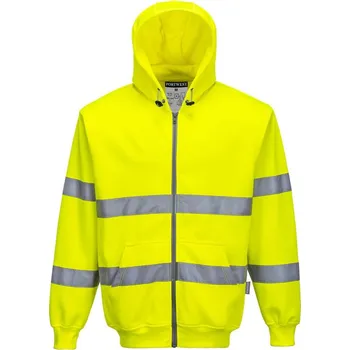 pracovní mikina PORTWEST Mikina Hi-Vis se zipem a kapucí B305, reflexní POR-B305YERL L Žlutá