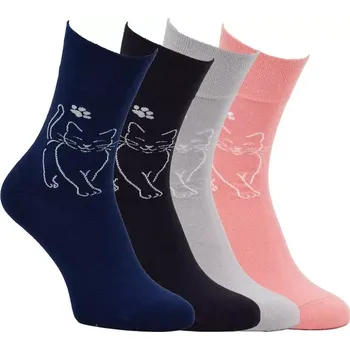 Dámské ponožky Dámské bambusové ponožky Kočka - 39-42 / silver