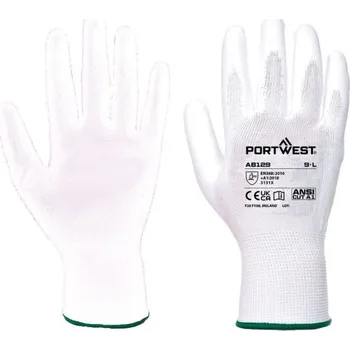 Pracovní rukavice PortWest | Rukavice PU dlaň (288 párů) - White / M / M / bílá