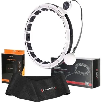 Sada masážní obruče se závažím a zeštíhlujícího pásu HMS SET HHM16 + BR163 UNI Bílá, Černá